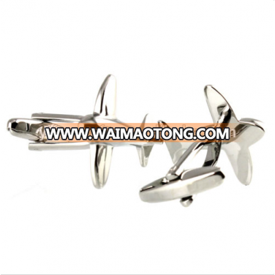 Men's Cufflinks Airplane Plane Silver Cuff Lins for shirt 22mm