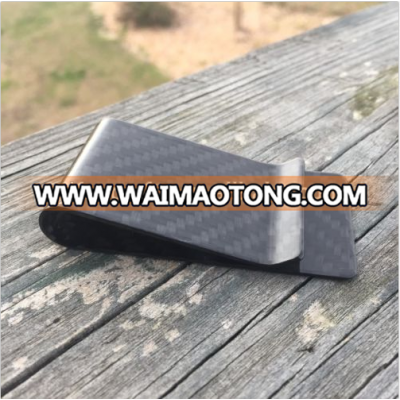 Carbon Fiber Money Clip Glossy Wallet Credit Card Real Mens Black Business Fibre