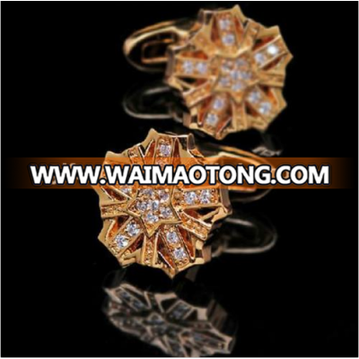 Cufflink 1Pair Gold Star Rhinestone Crystal CZ Fashion Men Gift Wedding Party