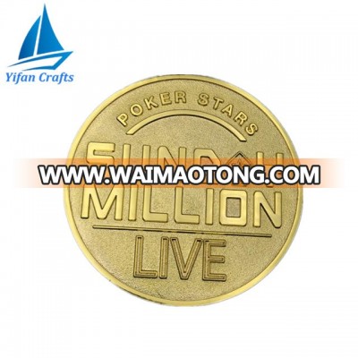 China Factory Round Gold Plating Coins/Satin Surface Crafts Coins